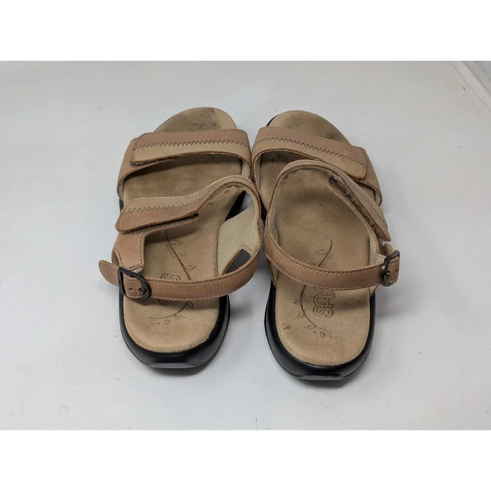 SAS Nudu Strappy Leather Slingback Comfort Sandals Womens Shoes Size 8 M Beige